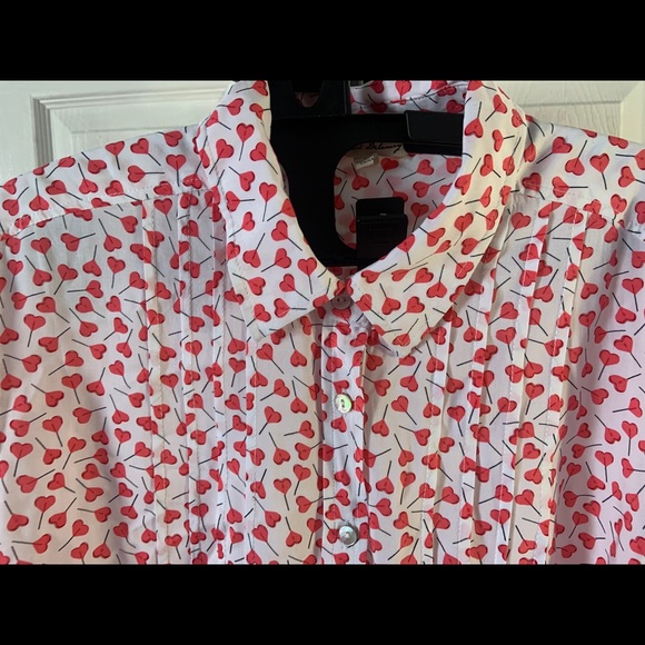 2/$10 Heart Print Blouse (L) - Picture 2 of 8